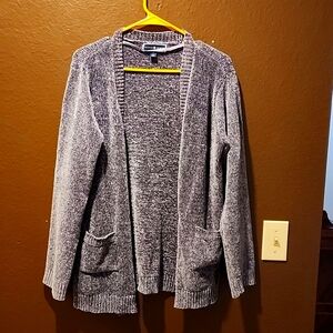 Karen Scott Gray Chenille Cardigan